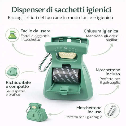 Dispenser Portatile Sacchetti per Cacca